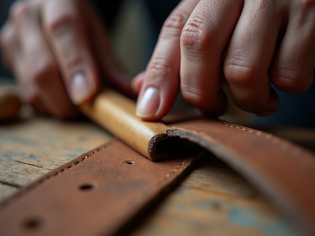 Edge finishing process on leather goods