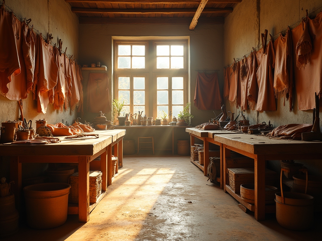 Liaotiyi leather workshop with crafting tools and materials