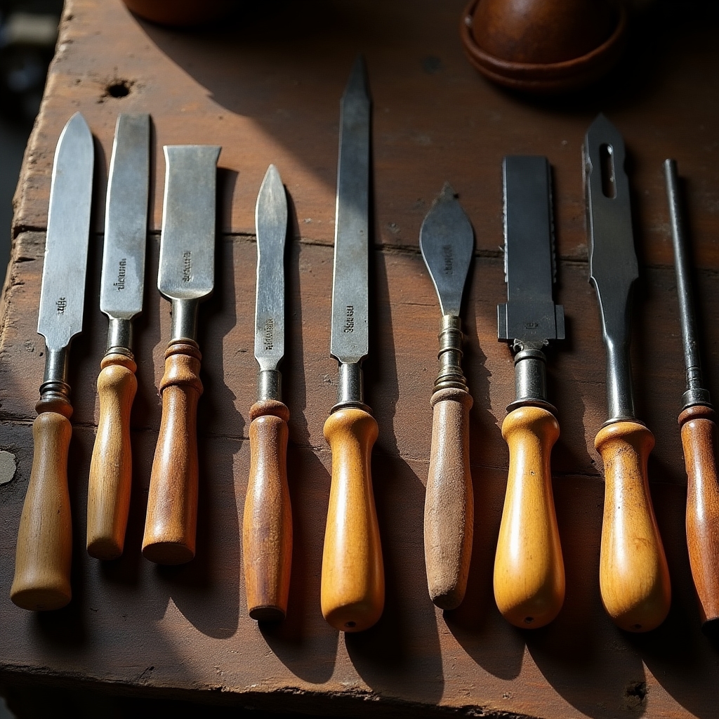 Collection of specialized leather working tools